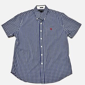 U.S. Polo Assn. Blue Check Short Sleeve Shirt Size Large